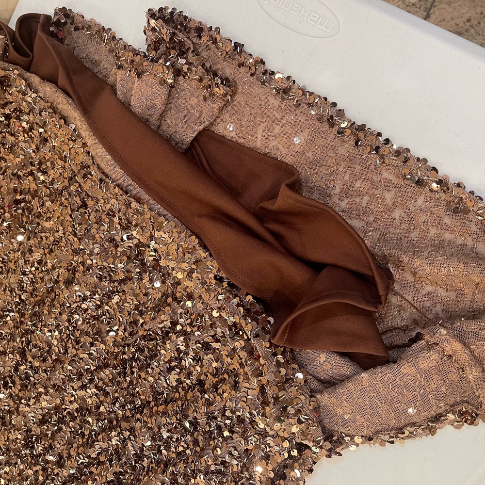 Morgan & Co. Brown Sequin Backless Dress - Picture 10 of 16